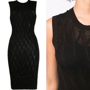 Versace Open Knit Sleeveless Black Dress